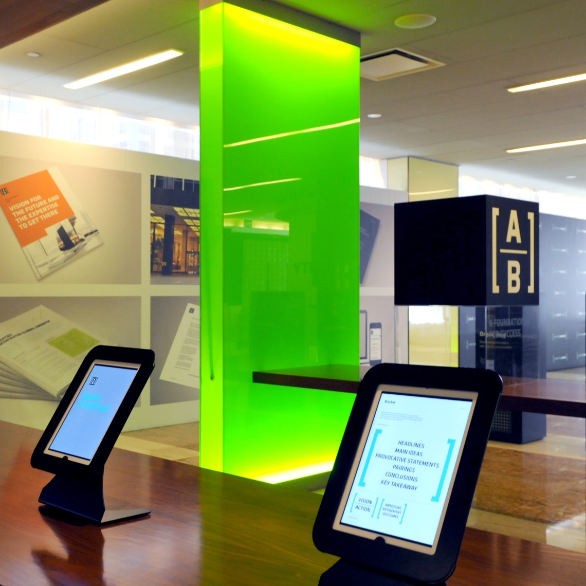 Two multimedia devices displaying the app developed for the brand launch