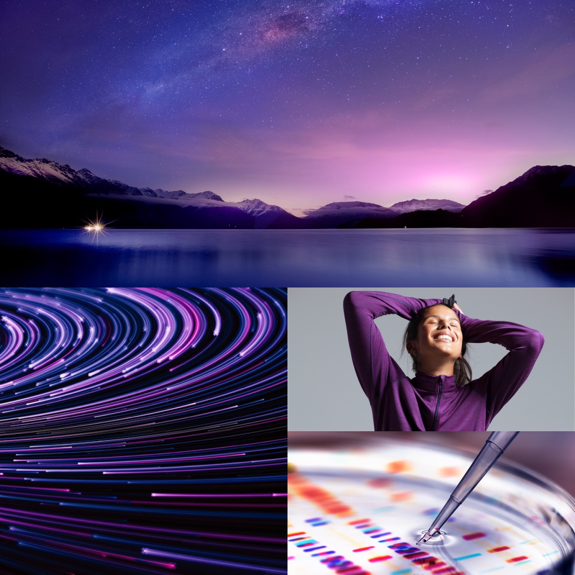 A flexible design system was created to complement and support the identity, using rich colors and energetic secondary graphics that scale dynamically across applications to communicate agility and amplification