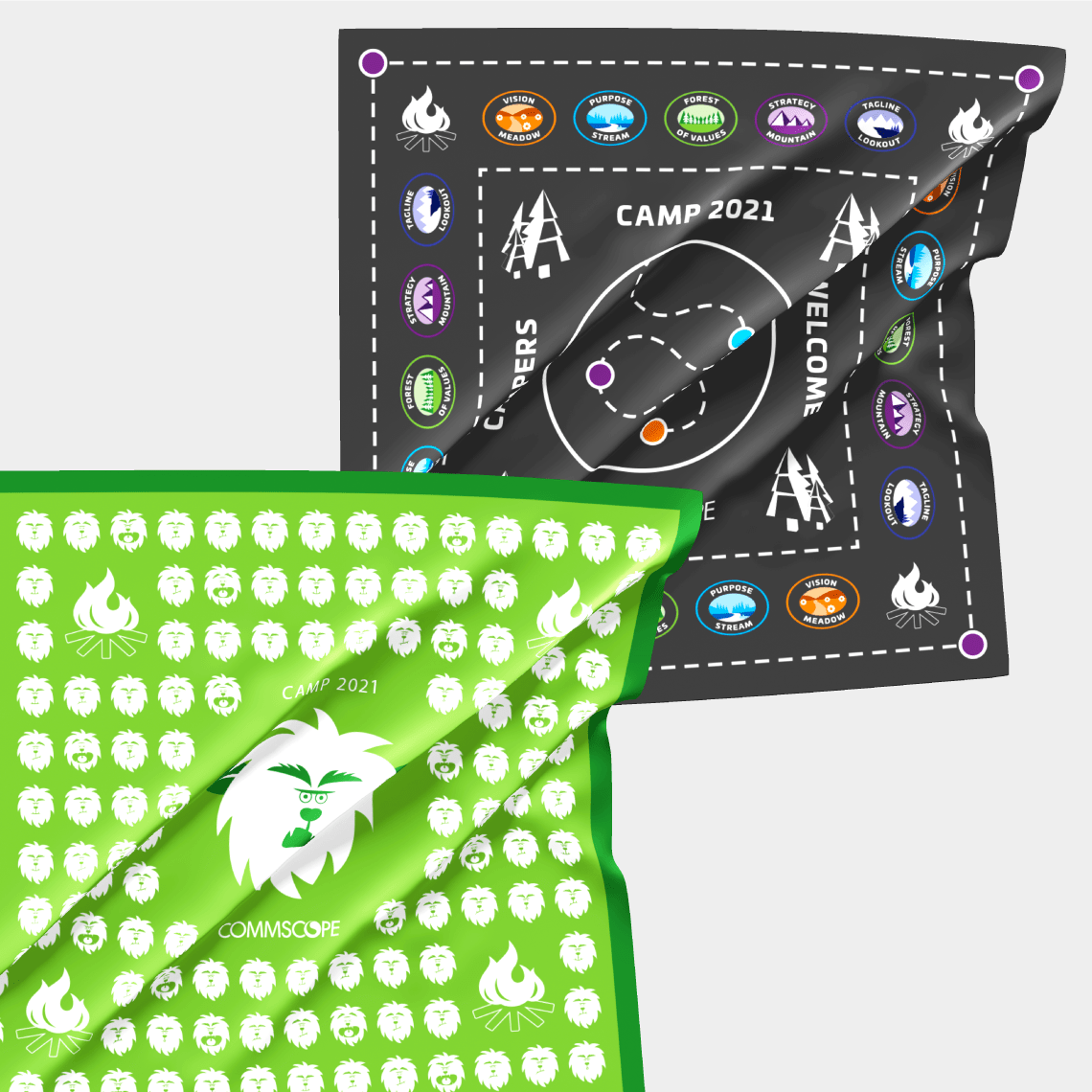 2 bandanas that represent certain accomplishments