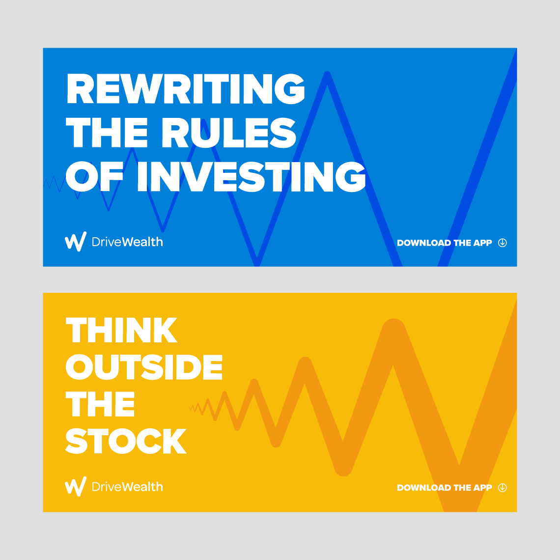 Examples of the messaging and brand identity integration developed for DriveWealth