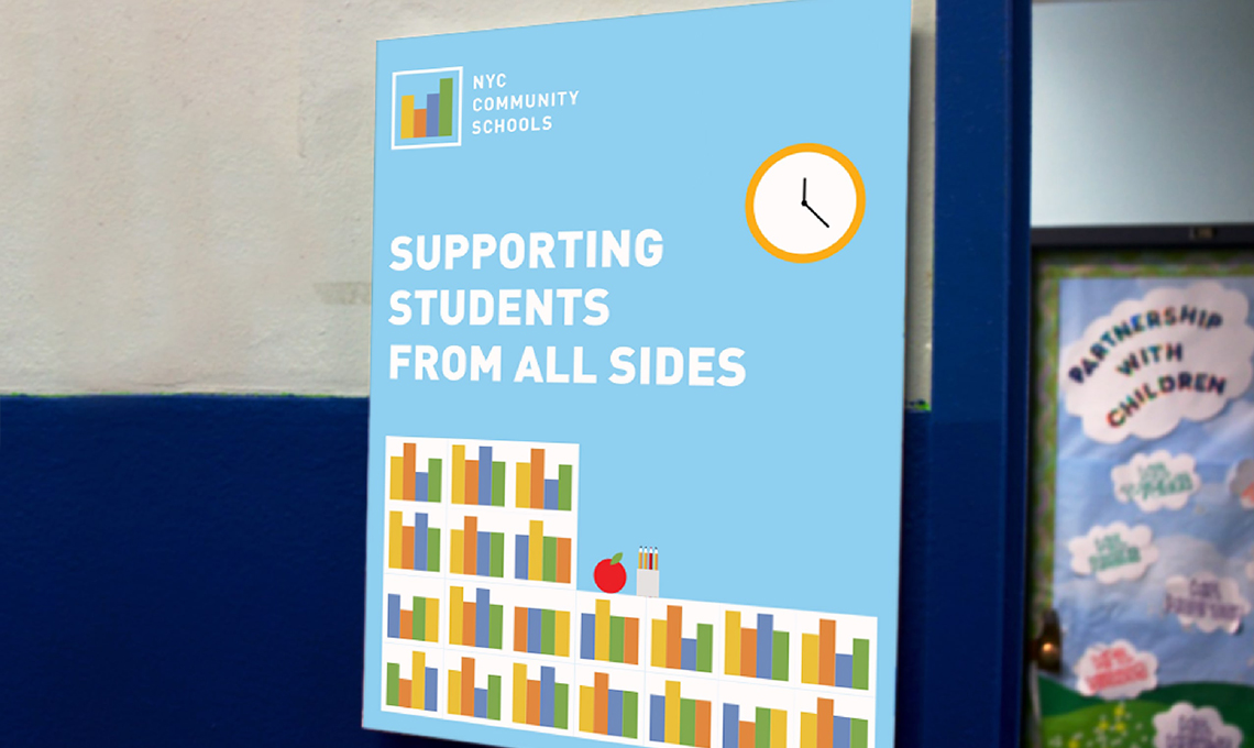 A sign that says supporting students from all sides.