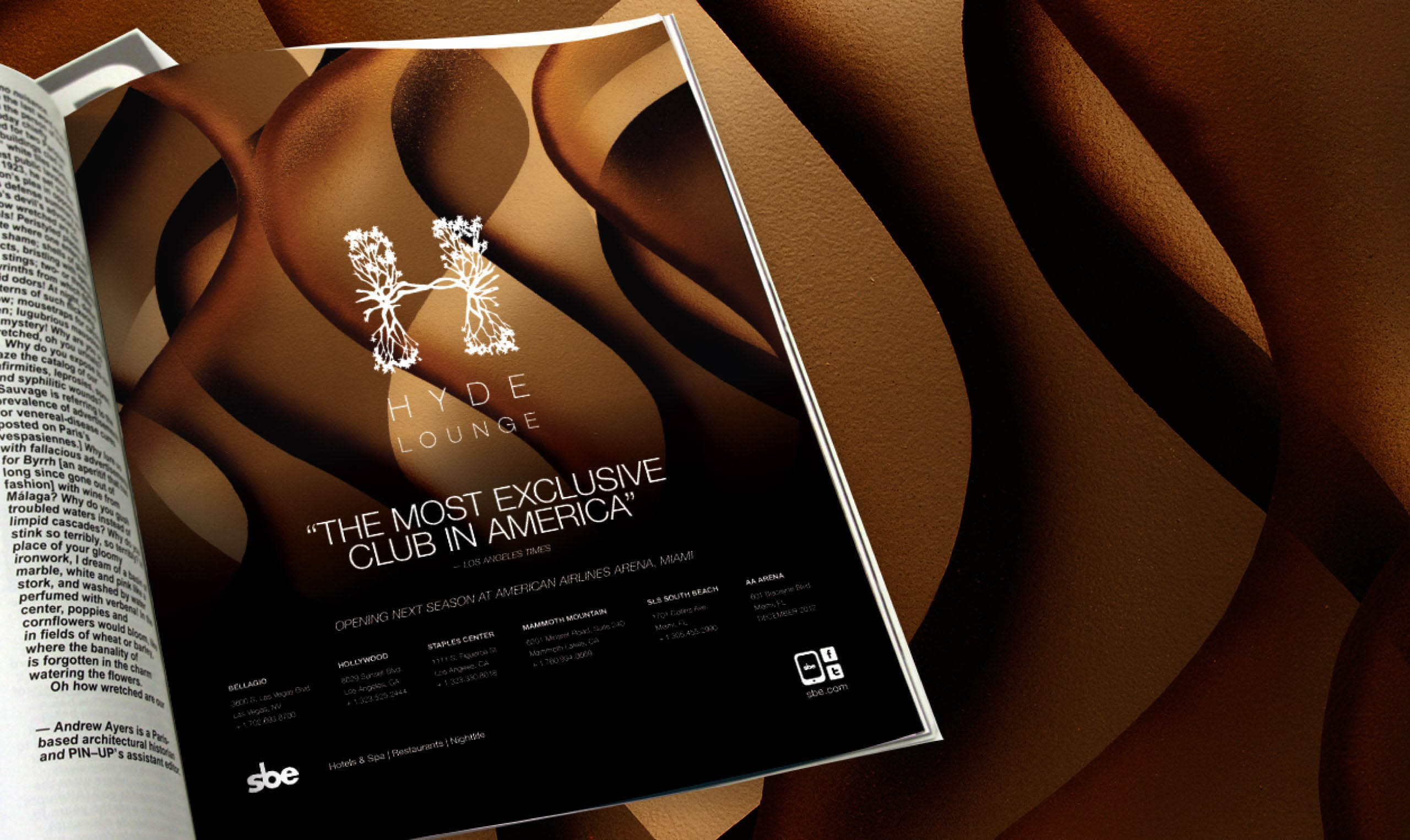 An open book showcasing brand development and featuring an image of a chocolate bar.