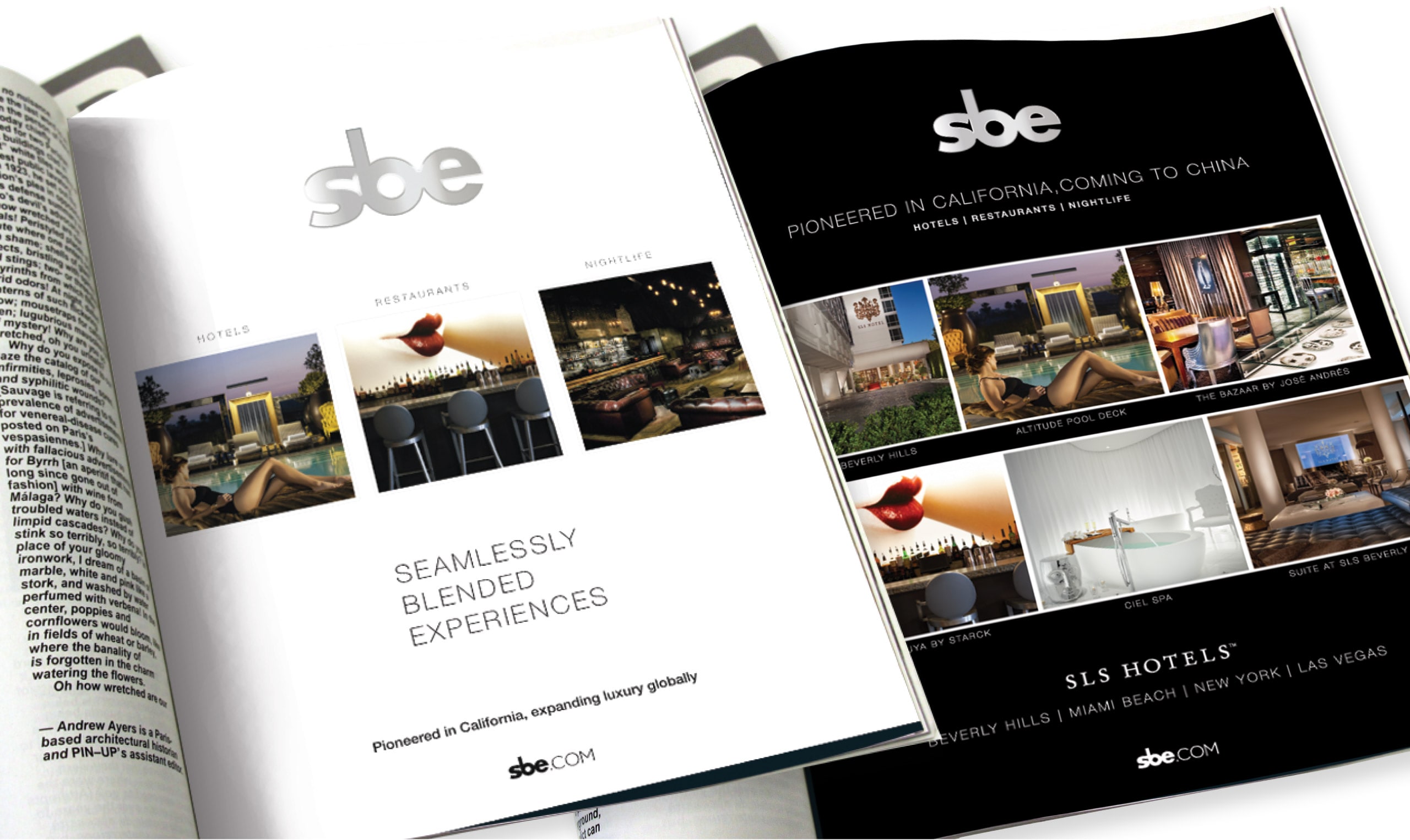 A book featuring brand development and architectural visuals.