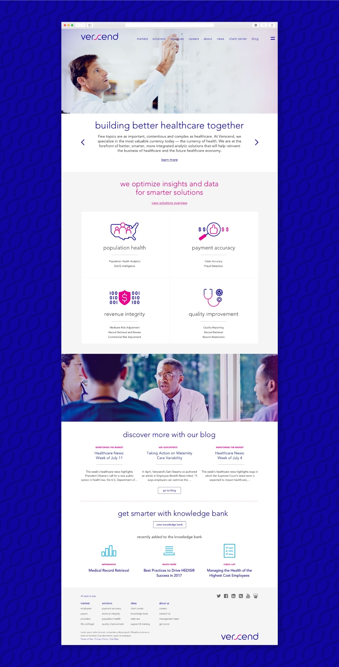 A website design for a health care company.