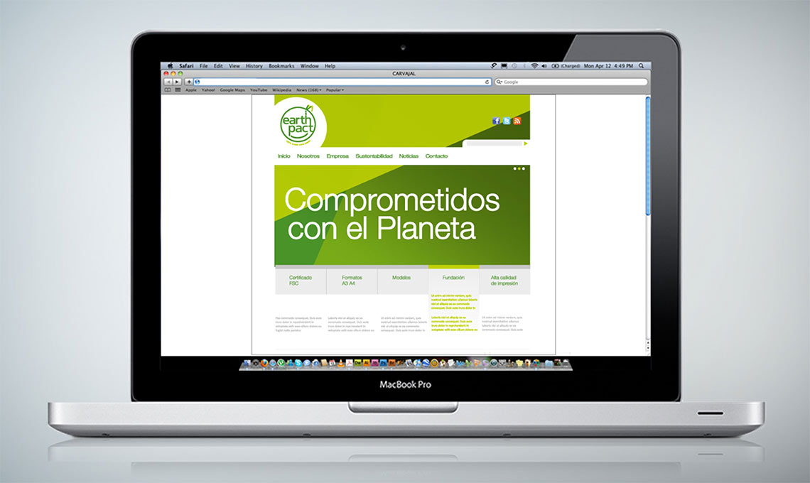 An Earth Pact laptop computer with a green screen and a green background.