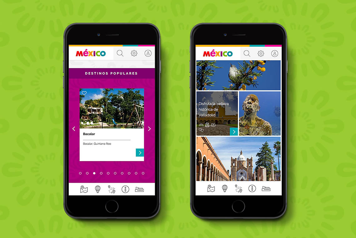 Two mobile phones showing the website developed for Consejo de Promoción Turística de México