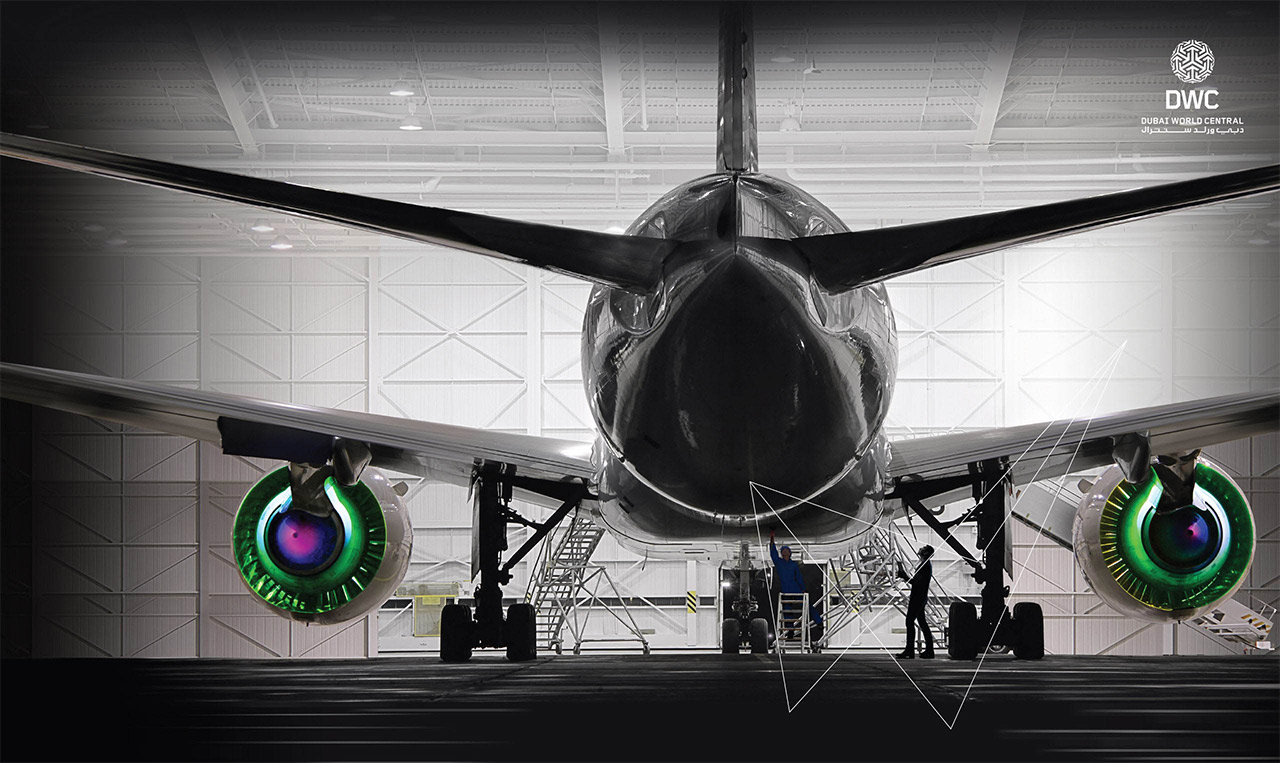 A large airplane in a hangar.
