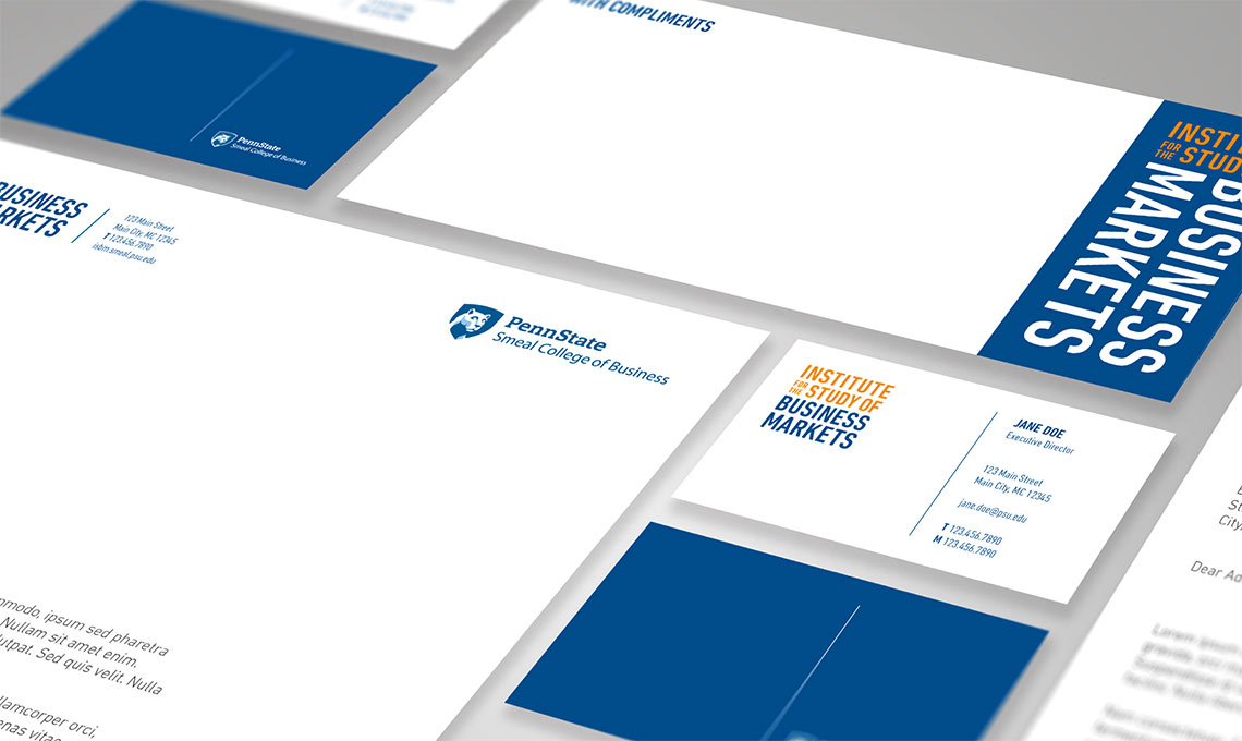 A stationery set with a logo.