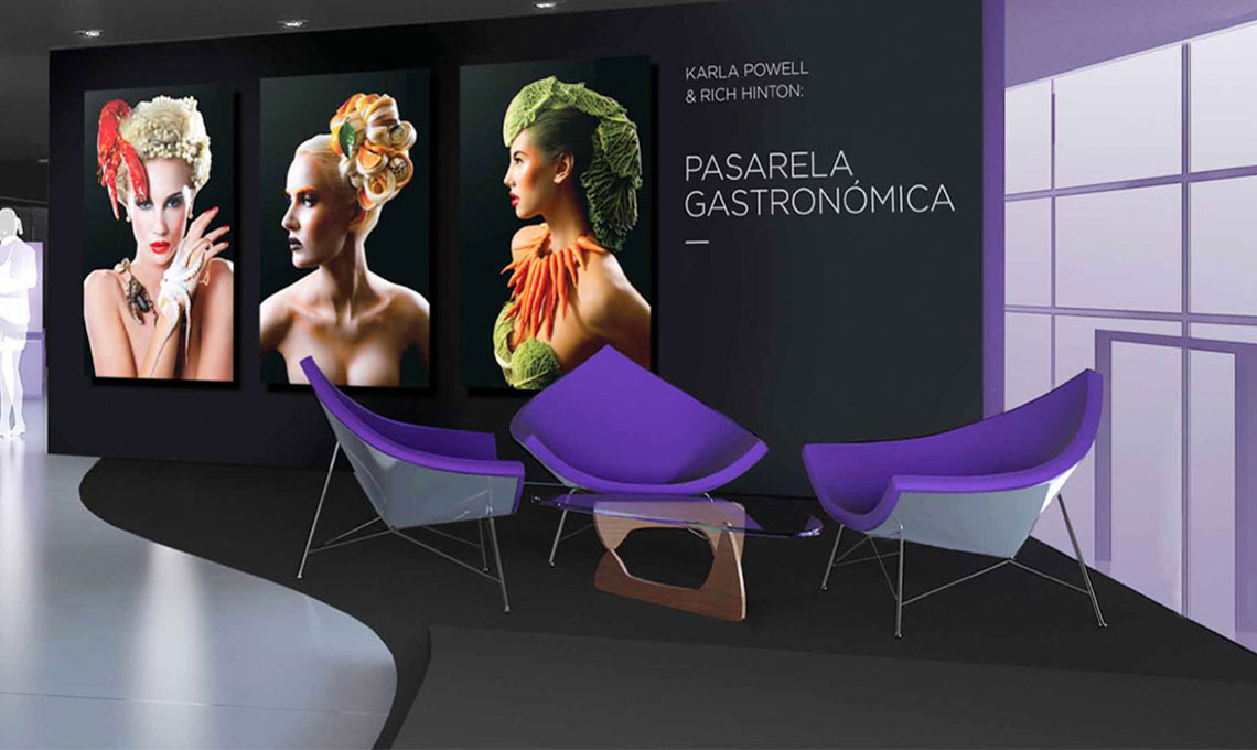 Interior design of the lounge room with graphic design for the wall and furniture