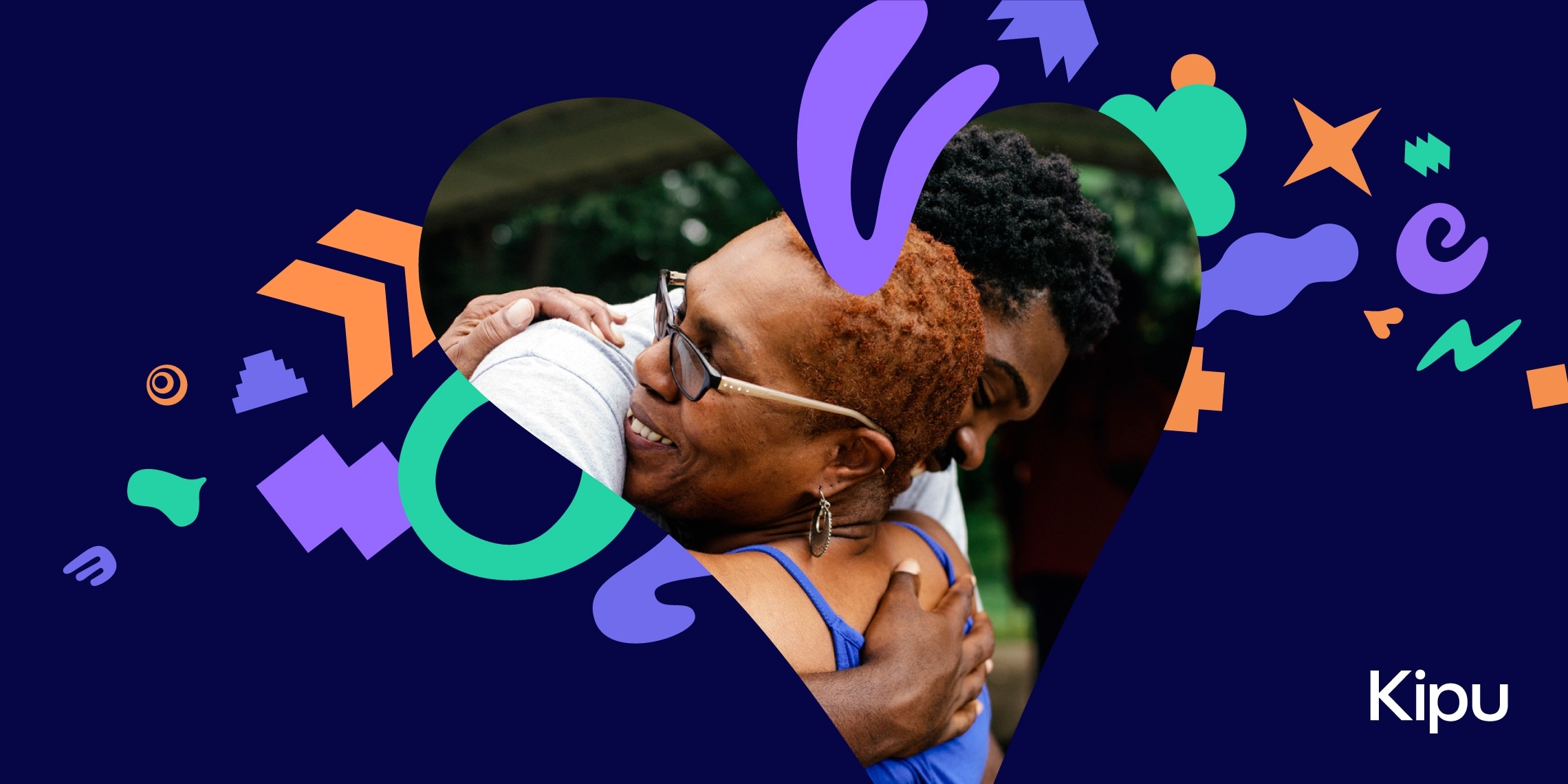 Examples of the design system developed for Kipu with a mix of graphic motifs and imagery