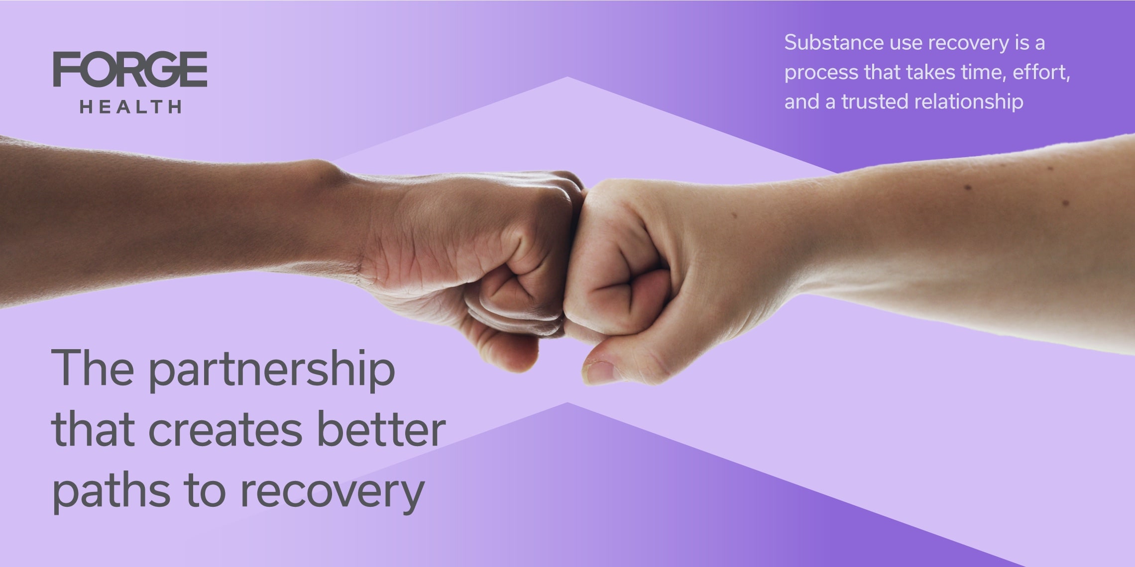 Composition elements showing the use of the logo, graphic motif, photography and color developed for Forge