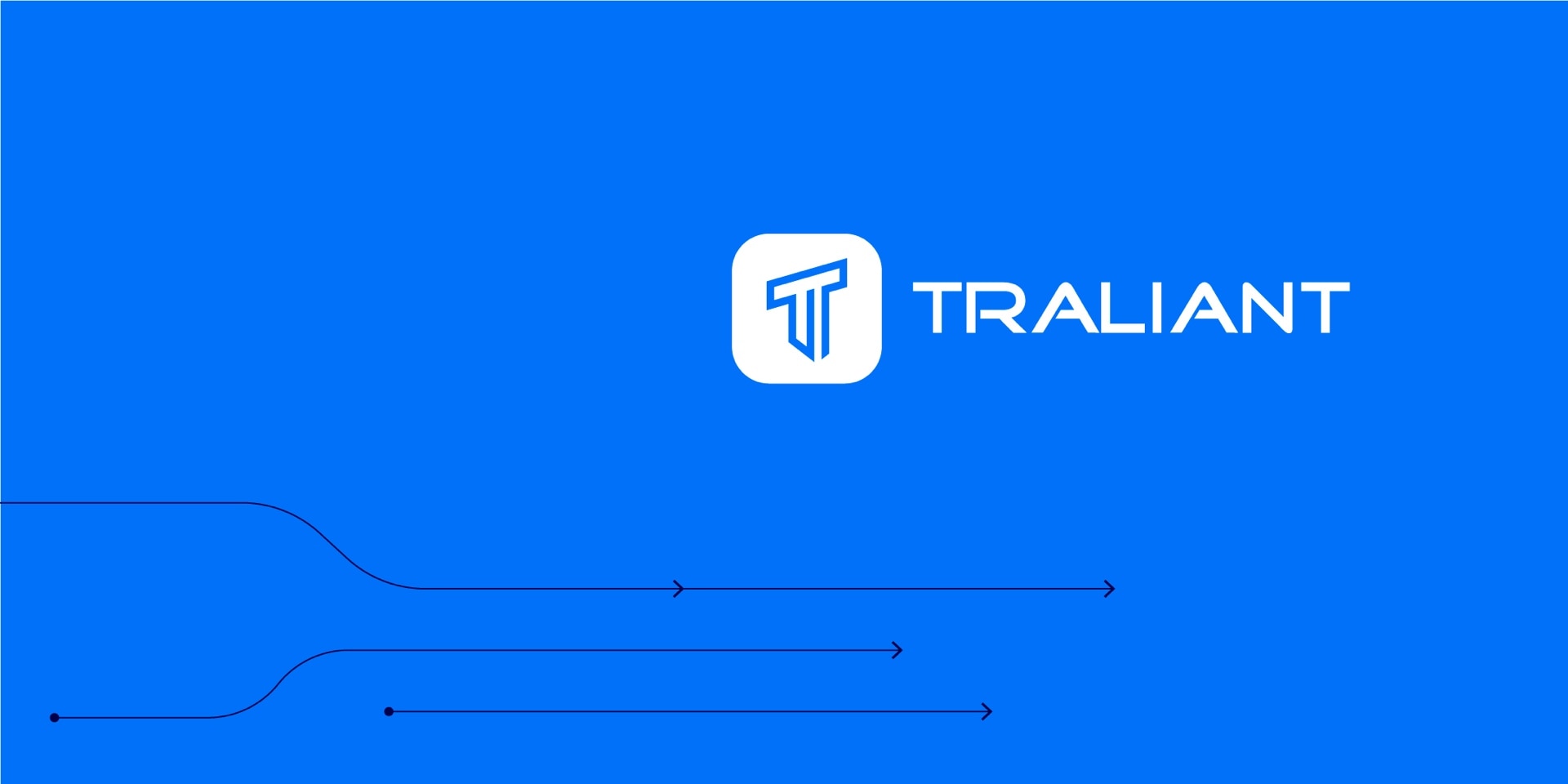 Examples of the design system developed for Traliant: Traliant's logo and some lines with pointing arrows over a blue background